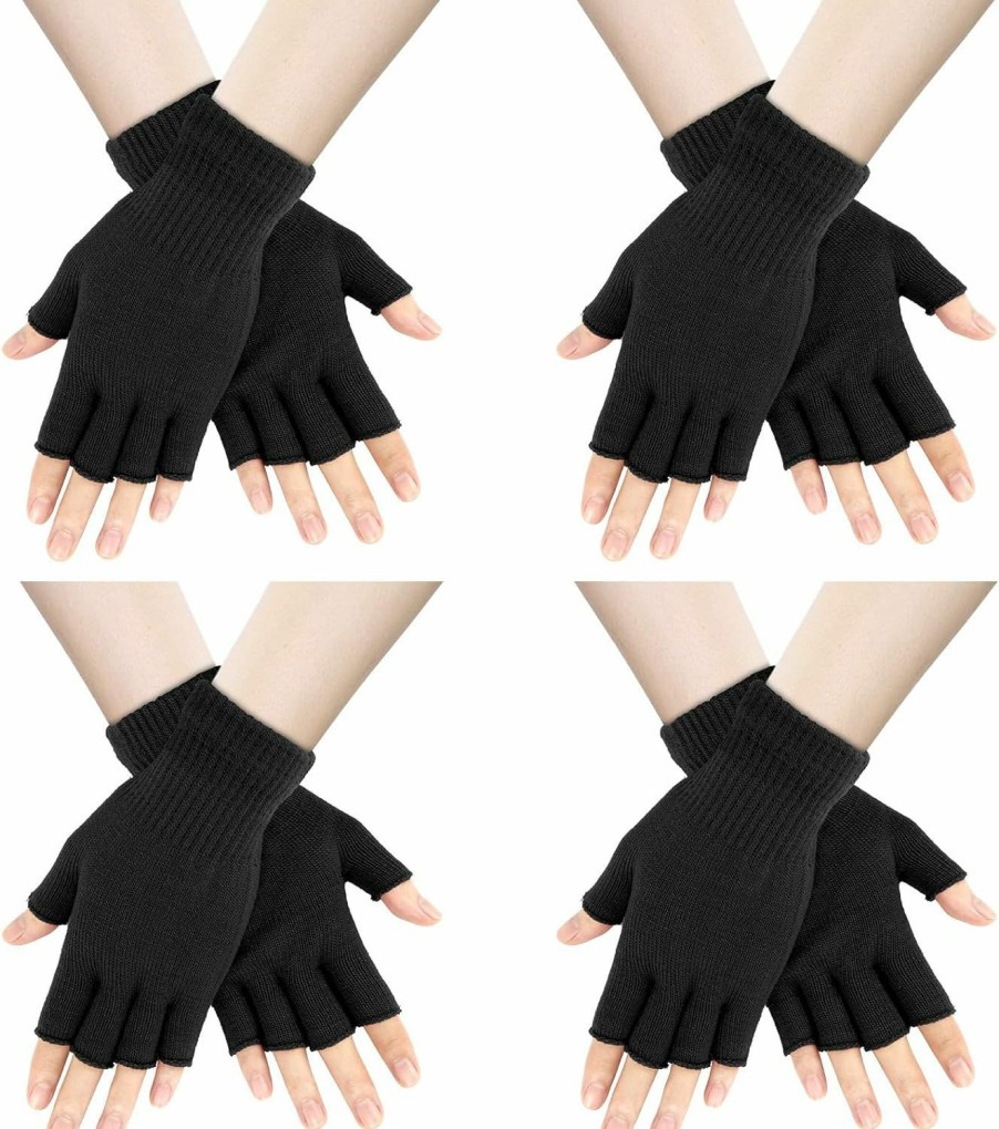 AURUZA Auruza 4 Pairs Winter Half Finger Gloves Knitted Fingerless Mittens Warm Stretchy Gloves For Men And Women Wholesale