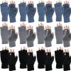 Handepo 12 Pairs Winter Half Fingerless Knit Gloves Stretchy Anti-Slip Gloves Warm Typing Finger Gloves For Men Women, Black Gray And Blue Online