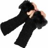 Pooyikoi Pooyikoi Winter Fingerless Gloves Knit Long Sleeve Mitten Gloves Wrist Warmer With Thumb Hole For Women Gloves Faux Fur Wholesale