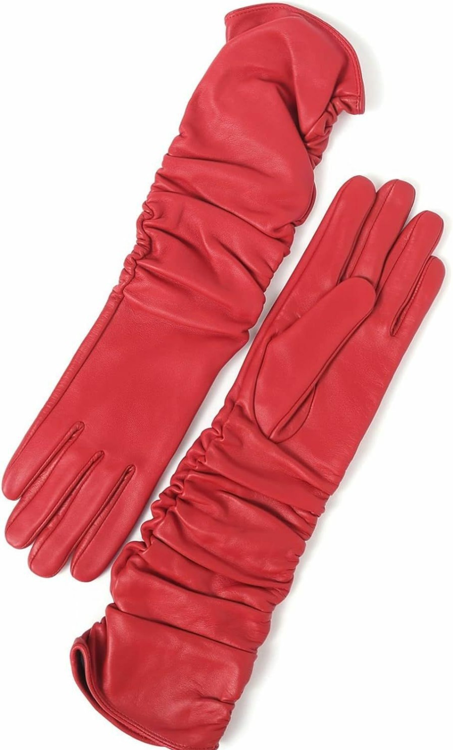 YISEVEN Yiseven Women'S Long Leather Gloves Opera Length Touchscreen With Pleat Detail Clearance