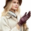 YISEVEN Yiseven Women Sheepskin Leather Gloves Rope Knot Clearance