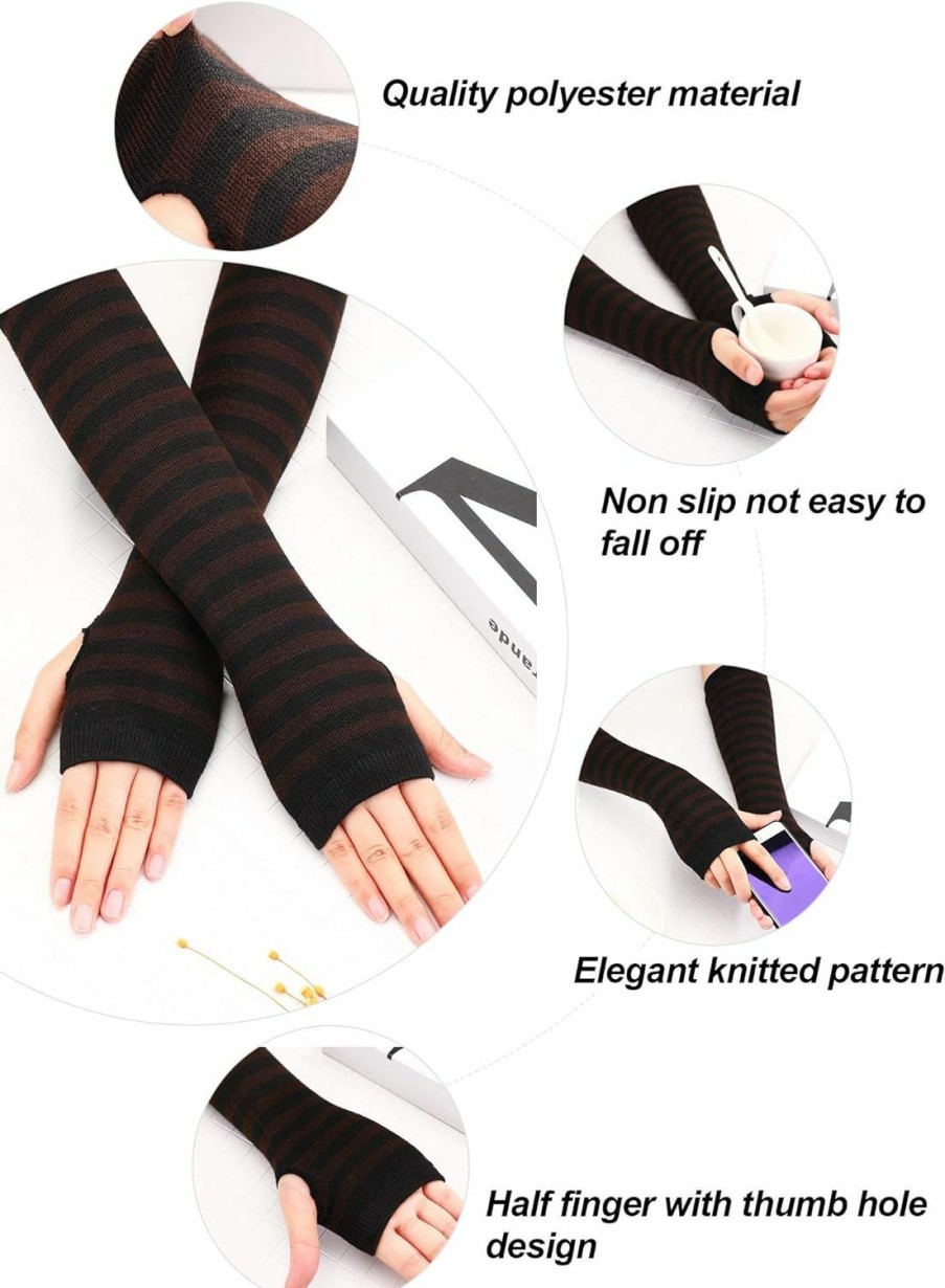 Bememo Bememo 4 Pairs Women Knit Arm Warmers Long Fingerless Gloves Knitted Elbow Length Gloves Thumb Hole Gloves Winter New