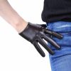 DooWay Dooway Latex Gloves Extra Short 6\" 16Cm Faux Leather Dark Brown Coffee Shine Black Patent Tech Touchscreen Sensive Wholesale