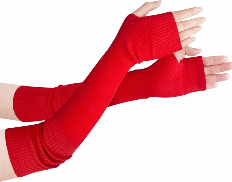 Joyingtwo Joyingtwo Women'S Arm Warmers Knitted Wool Blend Long Fingerless Gloves Gold Weather Glove With Thumb Hole New