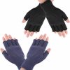 DIVINA VITAE 2 Pairs Fingerless Gloves For Men And Women, Knit Gloves Gingerless, Winter Warm Half Finger Gloves Flexible Typing Gloves For Cold Hands (Black + Gray) New