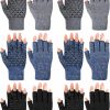 Geyoga 6 Pairs Winter Half Fingerless Knit Gloves Stretchy Anti-Slip Gloves Warm Texting Mittens For Men Women Clearance