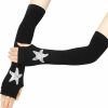 HeiBai Xiong Heibai Xiong Black Knitted Arm Warmers Y2K Gothic Gloves Goth Arm Sleeve Clearance