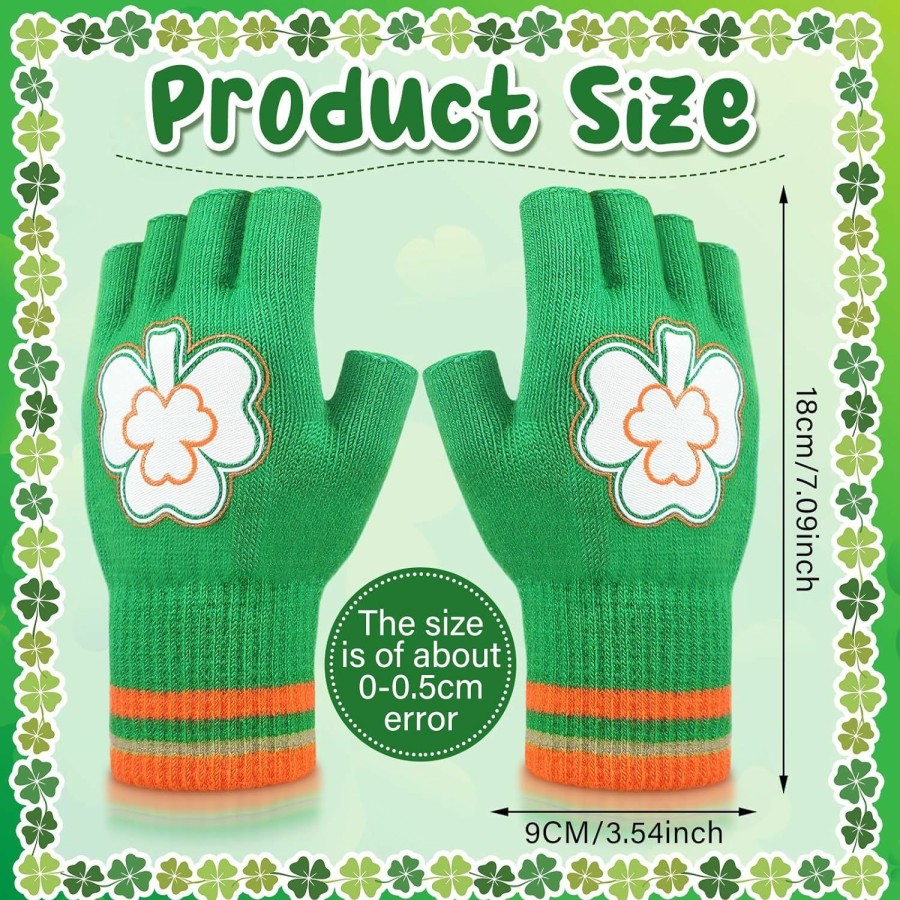 Cutecrop Cutecrop 2 Pairs St. Patrick'S Irish Fingerless Gloves Saint Patricks Day Accessories Running Gloves For Men And Women Wholesale