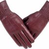 Kebesu Winter Womens Fashion Leather Gloves Warm Cashmere Lining Touchscreen Texting Windproof Driving Gloves Wholesale