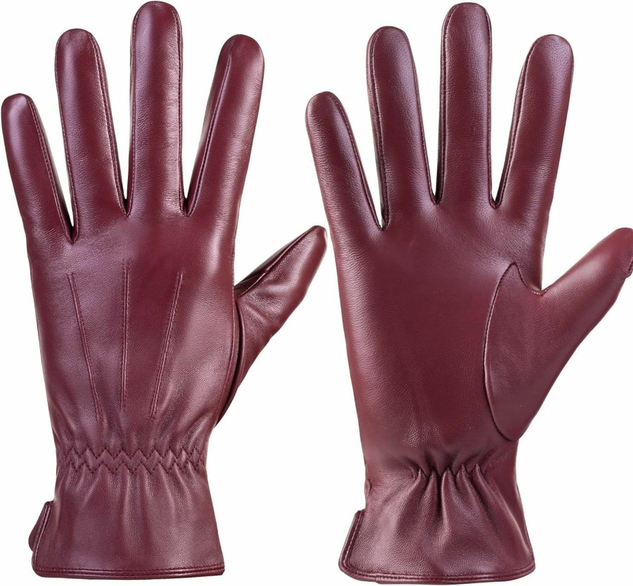 Kebesu Winter Womens Fashion Leather Gloves Warm Cashmere Lining Touchscreen Texting Windproof Driving Gloves Wholesale