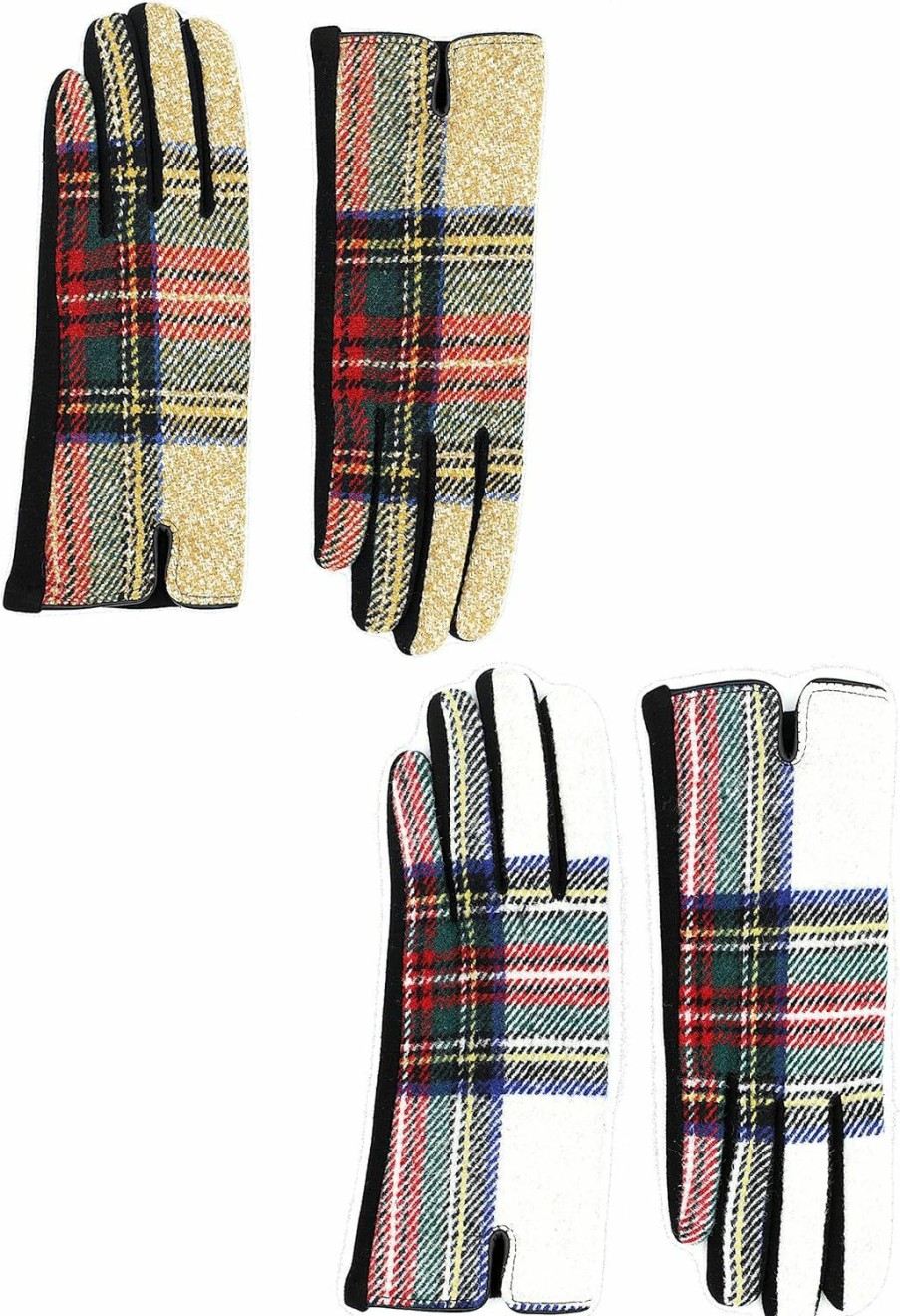 Achillea Achillea 2 Pairs Women'S Festive Tweed Tartan Plaid Gloves W/Touchscreen Finger Online