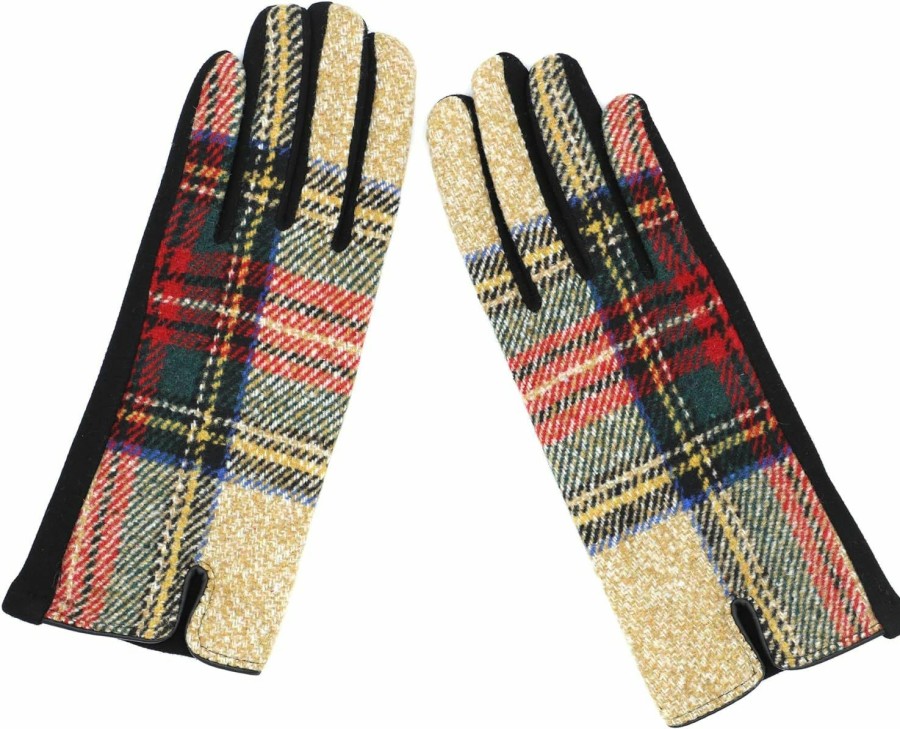 Achillea Achillea 2 Pairs Women'S Festive Tweed Tartan Plaid Gloves W/Touchscreen Finger Online