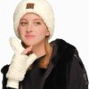 C.C C.C Women Fuzzy Lined Sherpa Cuff Warm Winter Beanie And Mitten Set Wholesale