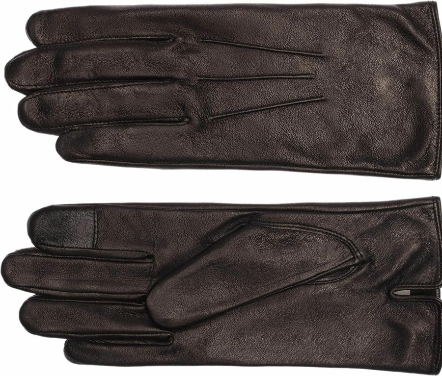 EEM Eem Women'S Leather Gloves, Soft Italian Leather, Soft Fleece Lining, Touch Function, Three Darts New