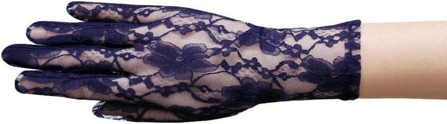 ZaZa Bridal Zaza Bridal Flower Pattern Women'S Lace Gloves Wrist Length New