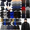 Suhine Suhine 72 Pieces Homeless Care Package Winter Gloves Socks Coral Fleece Blanket Hats Neck Scarfs Uni Drawstring Bags New