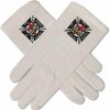 The Masonic Exchange Knights Templar Masonic Embroidered Cotton Gloves - [White] Clearance