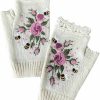 Opexicos Opexicos 2Pcs/1Pair Handmade Embroidery Gloves Women'S Knit Gloves Flower Gloves Hand Knit Fingerless Adult Gloves White Online