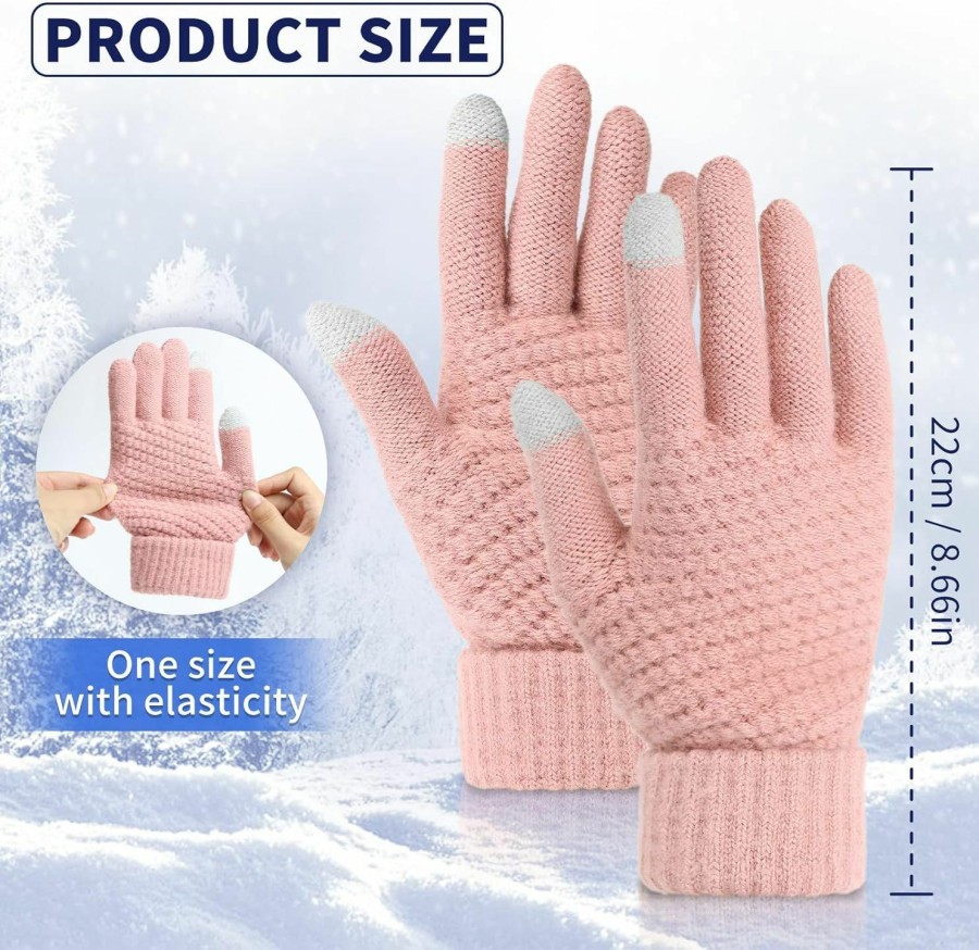 Omisy Omisy Womens Golves For Cold Weather, Gifts For Her Mom Wife, Warm Elastic Cuff Winter Gloves Touchscreen Wholesale