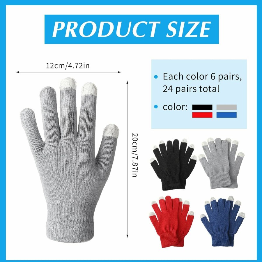 Handepo Handepo 24 Pairs Winter Gloves Winter Warm Touchscreen Gloves Stretchy Knit Multicolor For Uni Men And Women For Running Driving Cycling Working Hiking Best