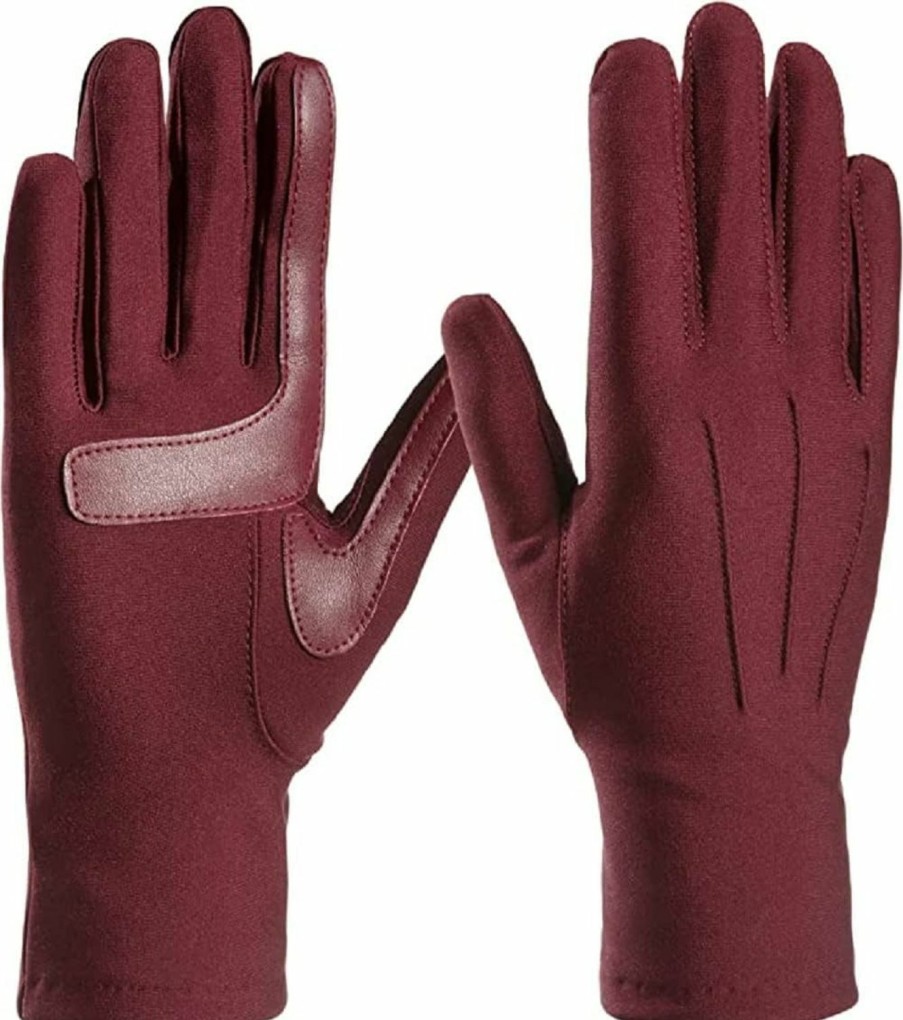 isotoner Isotoner Women'S Spandex Cold Weather Stretch Gloves With Warm Fleece Lining, Plum, One Size Online