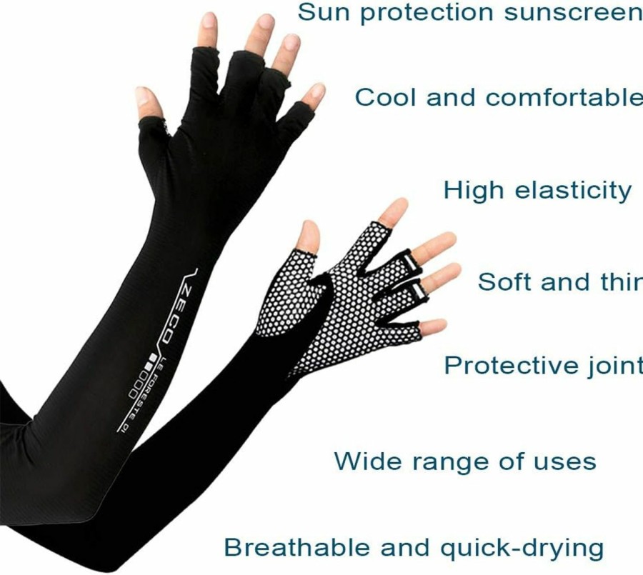 Amazon Uv Protection Gloved Arm Sleeves For Men & Women Cycling Ice Arm Sleeve Fingerless Sun Compression Long Arm Cover Wholesale