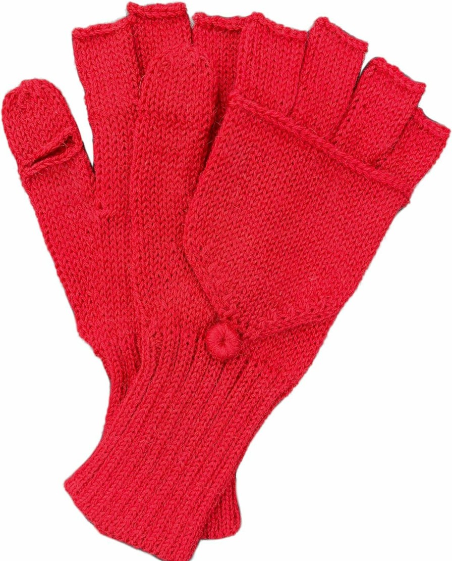 QoriQinti Qoriqinti Winter Convertible Fingerless Gloves Mittens For Women. Warm Stretchy Capped Gloves Knitted In Alpaca Wool. Wholesale