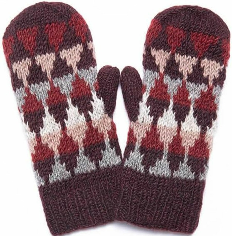 Feelgoodz Feelgoodz Women'S Jaya Geometric Patterned Wool Handknit Winter Mittens Online