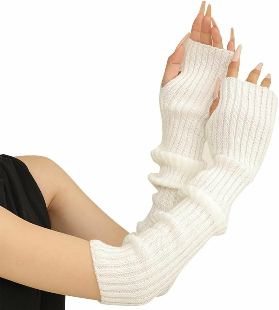 GSHLLO Gshllo Women Knitted Arm Warmers Long Warm Arm Sleeves Fingerless Thumb Hole Gloves Winter Wrist Warmers Over Elbow Gloves Online