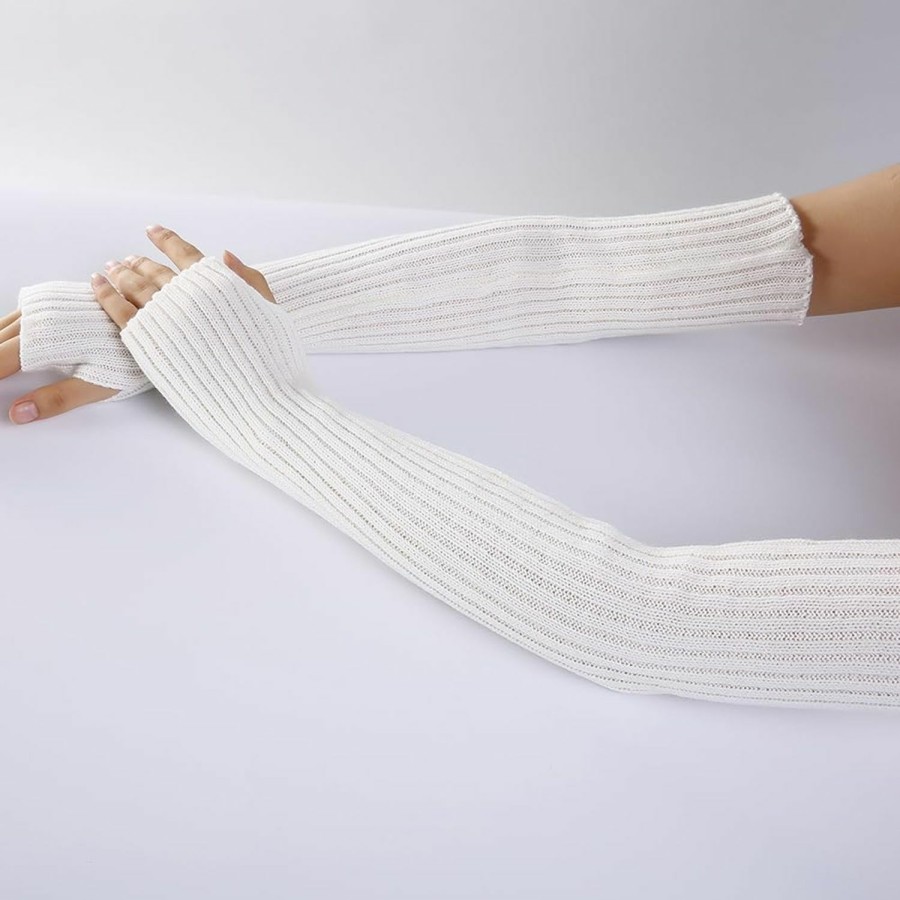 GSHLLO Gshllo Women Knitted Arm Warmers Long Warm Arm Sleeves Fingerless Thumb Hole Gloves Winter Wrist Warmers Over Elbow Gloves Online