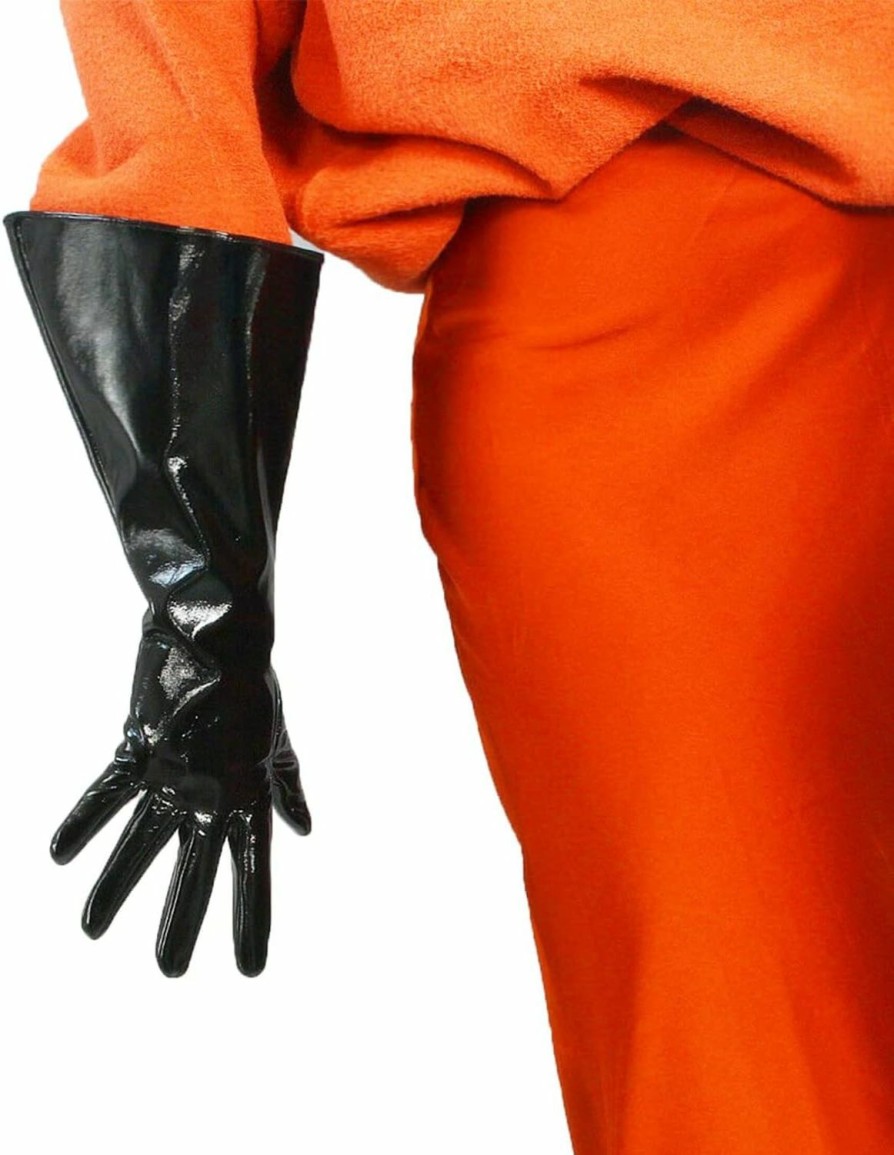 DooWay Dooway Black Super Long Leather Gloves For Women Faux Patent Pu Sexy Opera Glossy Pair Finger Gloves Cosplay Matching Wholesale