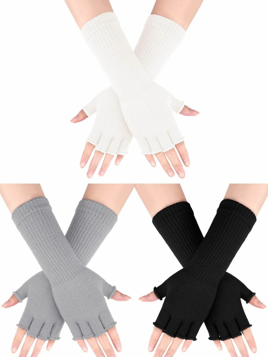 Boao Boao 3 Pairs Half Finger Gloves Winter Fingerless Gloves Uni Knit Gloves Typing Gloves For Men Women Online