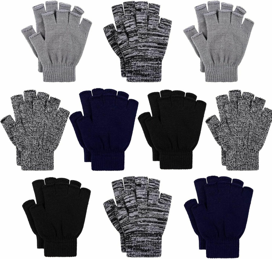 Cooraby Cooraby 10 Pairs Half Finger Gloves Winter Warm Fingerless Stretchy Knit Gloves For Women And Men Best