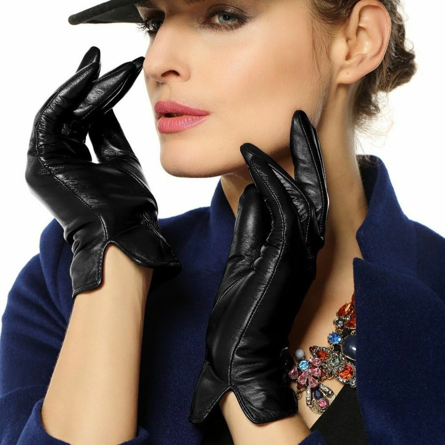 WARMEN Winter Gloves For Women Genuine Leather Warm Cashmere & Wool Blend Lining Touchscreen Windproof Driving Dress Hot