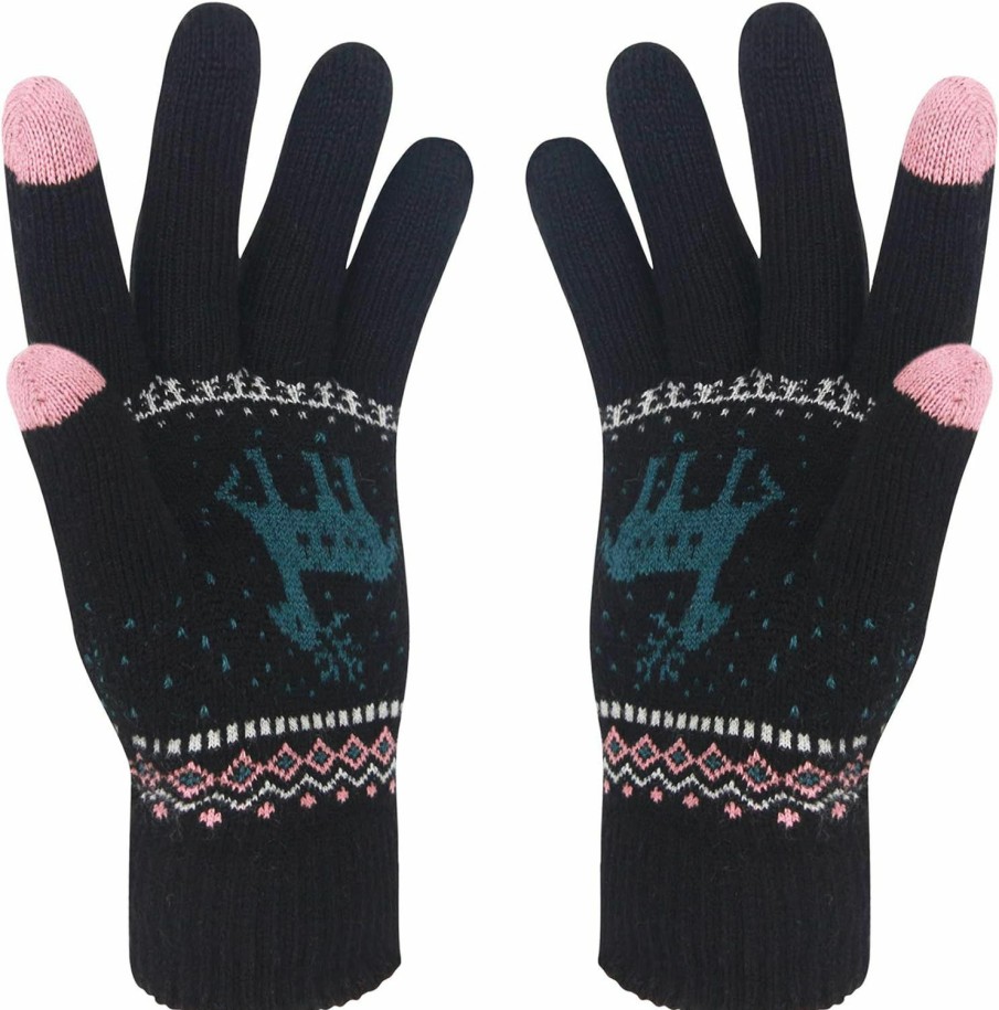 HOTER Hoter Winter Touch Screen Gloves Snow Flower Printing Keep Warm For Women And Men New