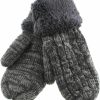 GlovesDEPO Glovesdepo Women Knitted Mittens Gloves Warmest Double-Layer Inner Boa For 5 Finger Melange Clearance