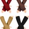 SATINIOR Satinior 4 Pairs Winter Knit Warm Long Glove Thumbhole Fingerless Gloves Arm Warmers Glove For Women Clearance