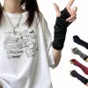 VTTDB Vttdb Arm Covers Cute Women Kawaii Japanese Harajuku Goth Half Finger Knitted Arm Warmer Y2K Gloves Arm Sleeve For Girl New