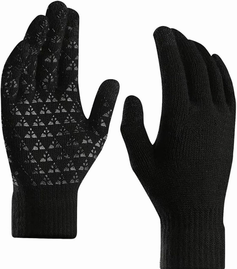 UWEIDOIT Uweidoit Gloves With Touchscreen Fingers,Winter Magic Gloves,Winter Gloves For Men Women,Black Knit Gloves Warm Stretchy Gloves,Gloves For Men Cold Weather Running Driving Hiking New