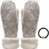 J Fashion Accessories Women'S Winter Warm Cable Knitted Mitten Plush Lining Gloves With Hair Tie. Wholesale