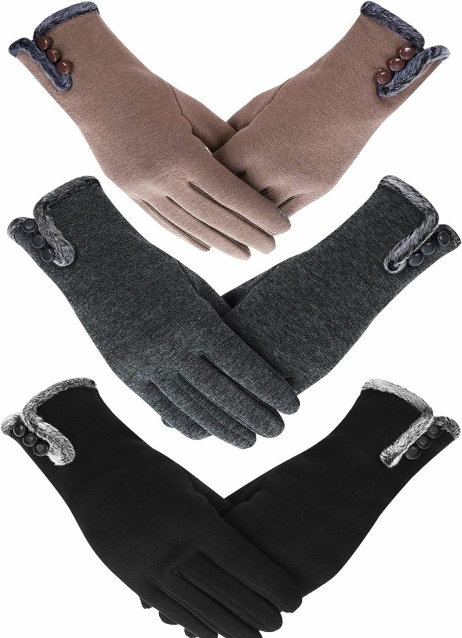 Patelai Patelai 3 Pairs Women Warm Gloves Touchscreen Windproof Gloves For Winter Hot