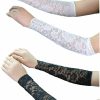 Tovip Tovip 2Pairs 30Cm Women Girls Summer Uv Protection Arm Sleeves Sexy Crochet Floral Lace Warmers Jacquard Scar Cover Long Fingerless Driving Gloves Clearance