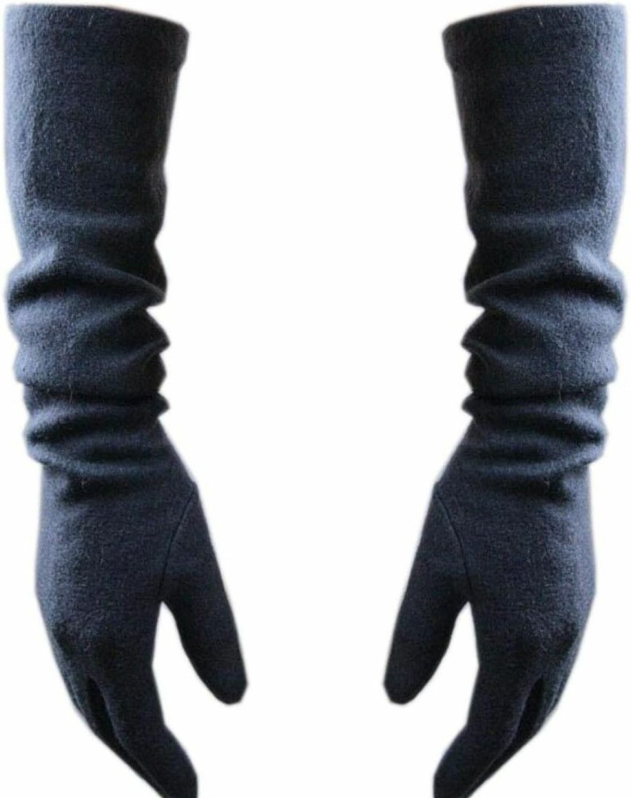 QIN-FE Women Cashmere Wool Gloves Stretchy 20-Inch Winter Warm Opera Driving Long Finger Gloves Clearance