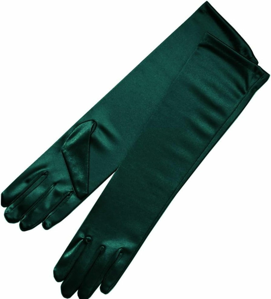 ZaZa Bridal Zaza Bridal 15.5\" Long Shiny Stretch Satin Dress Gloves Below-The-Elbow Length 8Bl Clearance