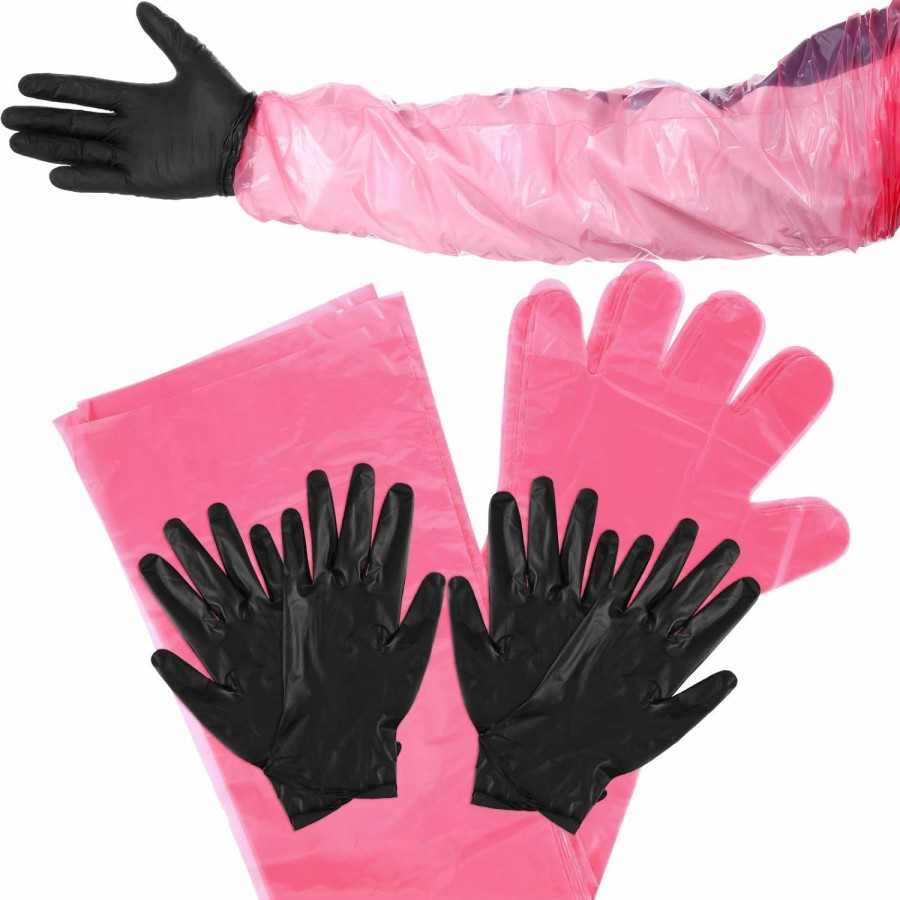 Patelai 20 Pairs Disposable Nitrile Mittens Hunting Deer Gutting Mittens Cleaning Mittens Field Dressing Mittens With Long And Short Gut Mitten Combo Pack Hot