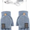 Winmany Yanmucy Usb Heated Gloves Womens & Mens Winter Warm Full & Half Gloves 3 Heating Levels Solid Colors Knitted Gloves For Office Working Clearance