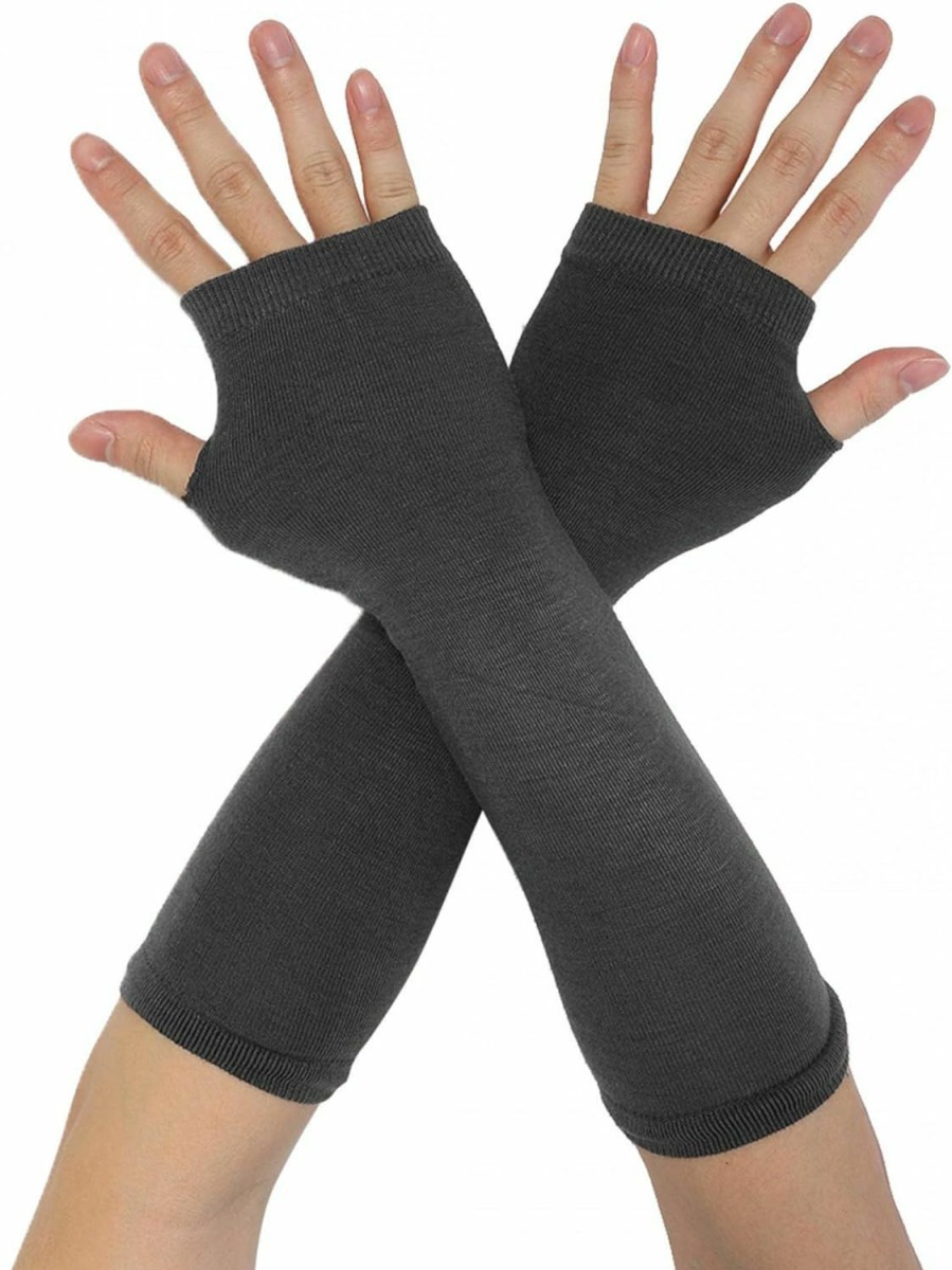 uxcell Uxcell Women'S Winter Warmers Fingerless Thumbhole Elastic Long Knitted Party Costume Gloves One Size Gray Online