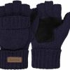 Bodvera Bodvera Thermal Insulation Fingerless Texting Wool Gloves For Women And Men Winter Warm Knitted Convertible Mittens Flap Hot