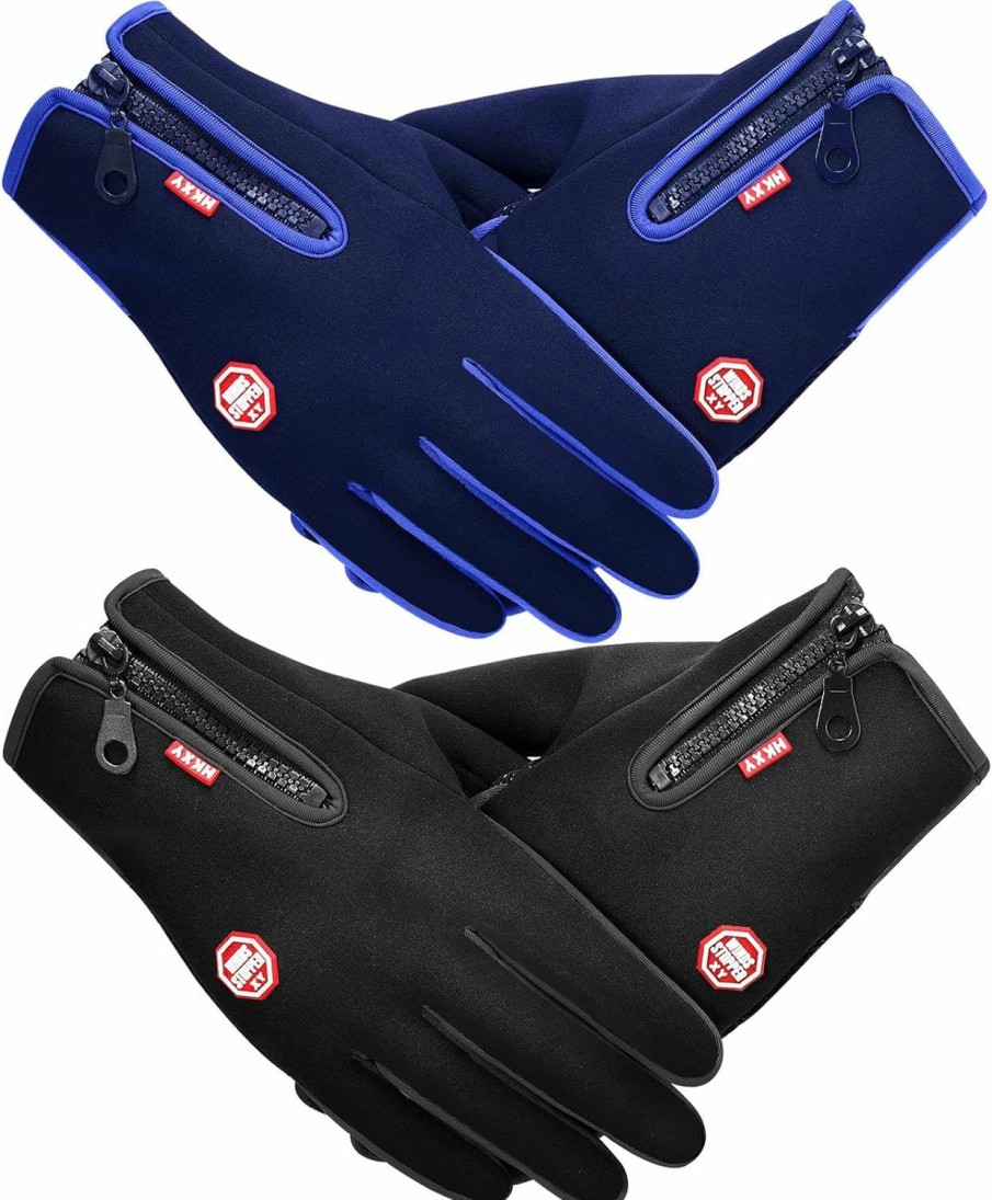 SATINIOR Satinior 2 Pairs Outdoor Winter Touchscreen Anti-Slip Full Finger Warm Gloves Best