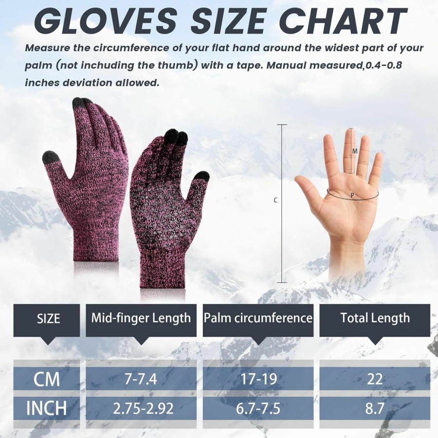 Pleneal 2 Pairs Winter Gloves For Men Women - Upgraded Touchscreen Knit Gloves, Anti-Slip Thermal Gloves, Elastic Cuff Hot